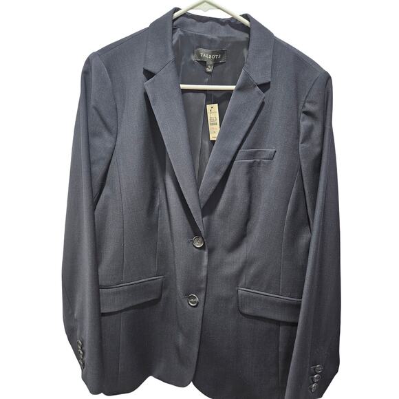 NWT Talbots Wool Blend Navy Blue Blazer Jacket Women's Size 10 MSRP $209.00 - Picture 1 of 10